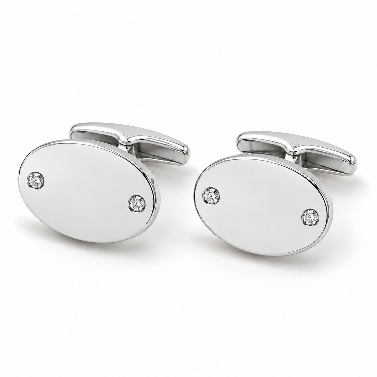 Rear view of Forever in the Stars white gold ashes cufflinks with secure swivel-back fittings